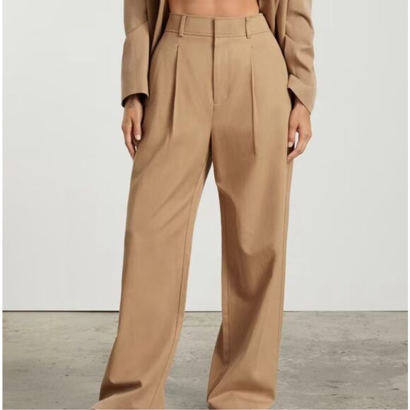 Everlane The Way-High Drape Wide Leg Pleated Khaki Trousers Size 8 Short - Picture 1 of 10